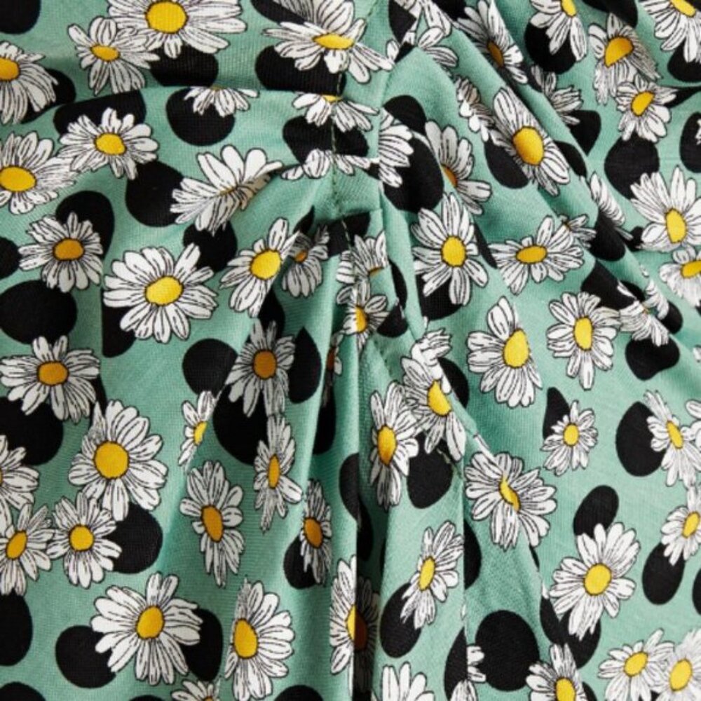 Dress  Polka-dot  Floral-print  Linen-blend  Ruched  Pleated back  Partially ela - Picture 3 of 15